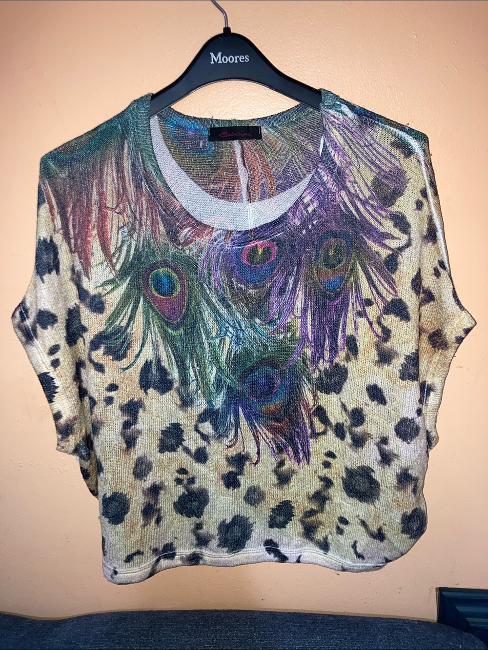 Y2K seductions Peacock Feather Print Crop Top - Multicolor